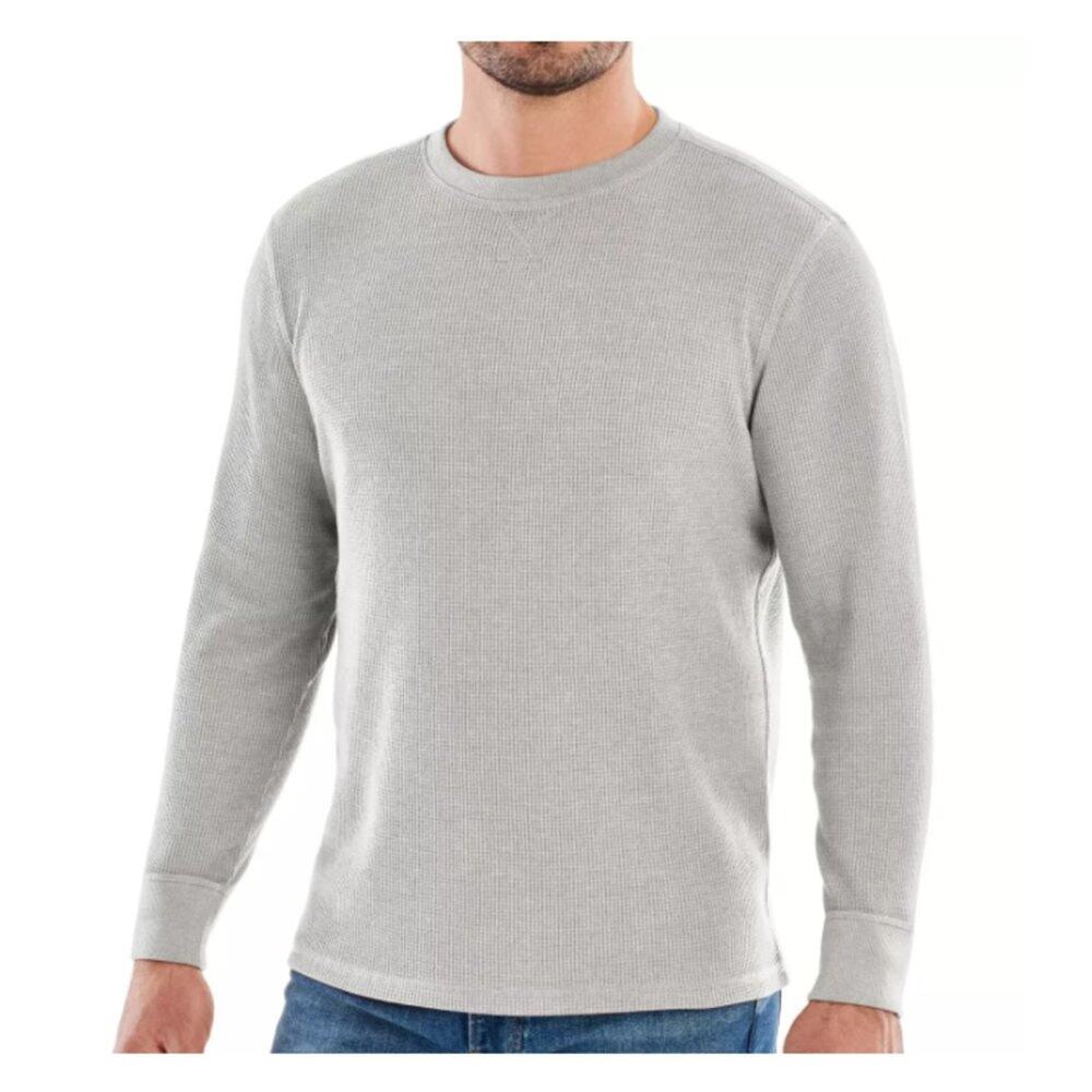 Members Mark thermal shirt Mens Size Medium Long Sleeve Crew NWT Light Grey M